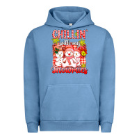 Pigment Pebble Blue chillin  with my red snowmies Urban Hoodie - AdoDesignShop