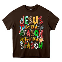 Chocolate Brown jesus is the reason for the season Heavy Core Tee - CowhideDigitalArt