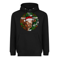 Black Longhorn Cow Christmas Heavyweight Hoodie - RanaPortraitStore