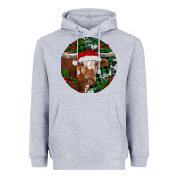 Heather Grey Longhorn Cow Christmas Heavyweight Hoodie - RanaPortraitStore