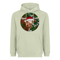 Matcha Longhorn Cow Christmas Heavyweight Hoodie - RanaPortraitStore