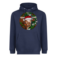 Navy Longhorn Cow Christmas Heavyweight Hoodie - RanaPortraitStore