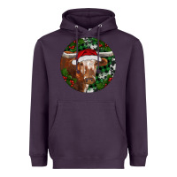 Plum Longhorn Cow Christmas Heavyweight Hoodie - RanaPortraitStore