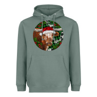 Sage Longhorn Cow Christmas Heavyweight Hoodie - RanaPortraitStore