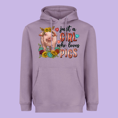 Heavyweight Hoodie western just girl who loves pigs