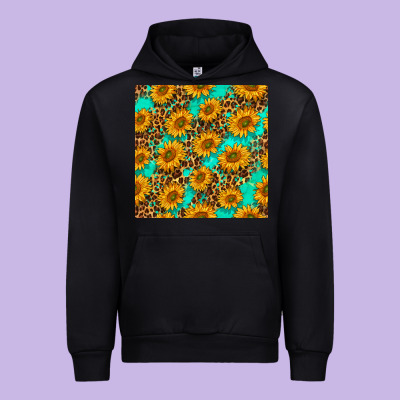 Sunflowers And Leopard Western Seamless Pattern Urban Hoodie Designed By Bundleandbundleshop