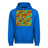 Cobalt sunflowers and leopard western seamless pattern Urban Hoodie - BundleAndBundleShop