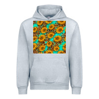 Heather Grey sunflowers and leopard western seamless pattern Urban Hoodie - BundleAndBundleShop