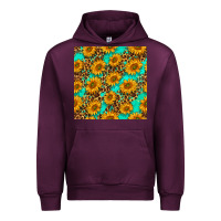 Mauve Wine sunflowers and leopard western seamless pattern Urban Hoodie - BundleAndBundleShop