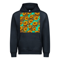 Navy sunflowers and leopard western seamless pattern Urban Hoodie - BundleAndBundleShop