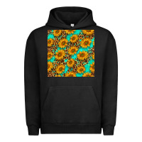 Pigment Black sunflowers and leopard western seamless pattern Urban Hoodie - BundleAndBundleShop