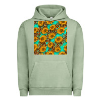 Pigment Oil Green sunflowers and leopard western seamless pattern Urban Hoodie - BundleAndBundleShop