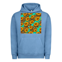 Pigment Pebble Blue sunflowers and leopard western seamless pattern Urban Hoodie - BundleAndBundleShop