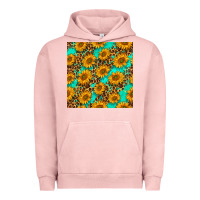 Pigment Salmon sunflowers and leopard western seamless pattern Urban Hoodie - BundleAndBundleShop
