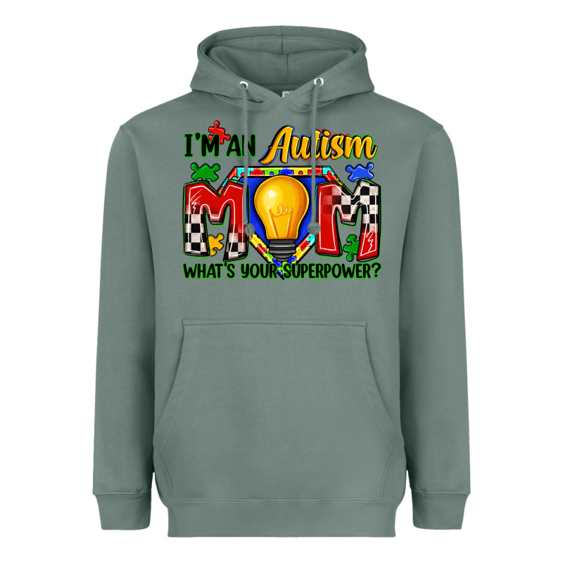 I'm An Autism Mom What's Your Superpower Heavyweight Hoodie by Zillion Design Studio | Teevron