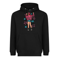 Black western pink with stars and cowgirl Heavyweight Hoodie - texasbilliewilder
