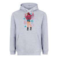 Heather Grey western pink with stars and cowgirl Heavyweight Hoodie - texasbilliewilder