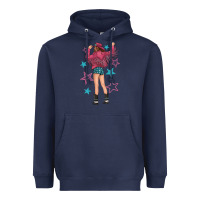 Navy western pink with stars and cowgirl Heavyweight Hoodie - texasbilliewilder