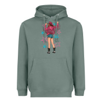 Sage western pink with stars and cowgirl Heavyweight Hoodie - texasbilliewilder