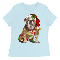 Baby Blue Christmas english bulldog Ladies Tee - BarkalooDesign