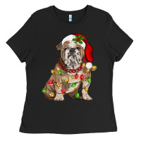 Black Christmas english bulldog Ladies Tee - BarkalooDesign
