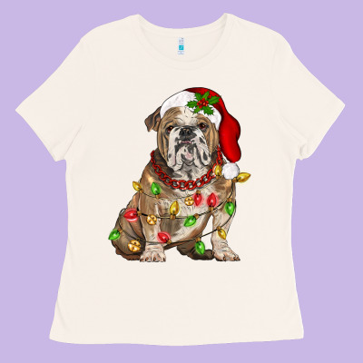 Christmas English Bulldog Ladies Tee Designed By Barkaloodesign