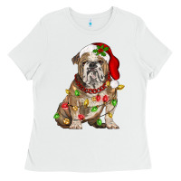 White Christmas english bulldog Ladies Tee - BarkalooDesign
