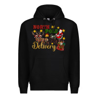 Black North Pole Delivery Santa Sleigh Premium Hoodie - Artiststas