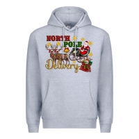 Heather Grey North Pole Delivery Santa Sleigh Premium Hoodie - Artiststas