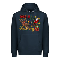 Navy North Pole Delivery Santa Sleigh Premium Hoodie - Artiststas