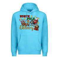 Ocean Blue North Pole Delivery Santa Sleigh Premium Hoodie - Artiststas