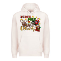 Pale Pink North Pole Delivery Santa Sleigh Premium Hoodie - Artiststas