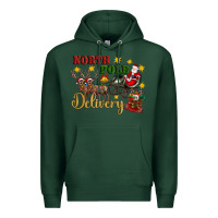 Sports Green North Pole Delivery Santa Sleigh Premium Hoodie - Artiststas