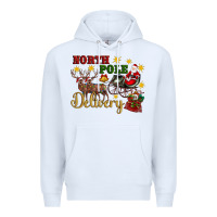 White North Pole Delivery Santa Sleigh Premium Hoodie - Artiststas