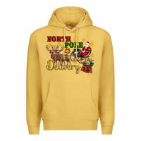 Antique Gold North Pole Delivery Santa Sleigh Premium Hoodie - Artiststas