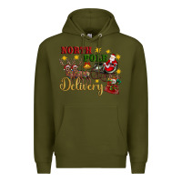 Army Green North Pole Delivery Santa Sleigh Premium Hoodie - Artiststas
