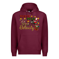 Burgundy North Pole Delivery Santa Sleigh Premium Hoodie - Artiststas