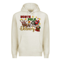 Oatmeal Heather North Pole Delivery Santa Sleigh Premium Hoodie - Artiststas