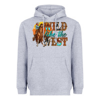 Heather Grey wild like west Heavyweight Hoodie - texasbilliewilder