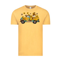 Vintage Mustard western bee gnomes truck sunflowers honeycomb beehive honey turquoise Vintage Tee - Artiststas