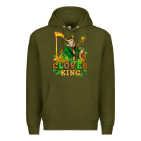Army Green st patricks clover king  with shamrocks Premium Hoodie - AdoDesignShop