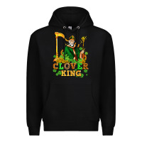 Black st patricks clover king  with shamrocks Premium Hoodie - AdoDesignShop