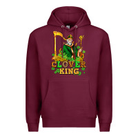Burgundy st patricks clover king  with shamrocks Premium Hoodie - AdoDesignShop