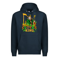 Navy st patricks clover king  with shamrocks Premium Hoodie - AdoDesignShop