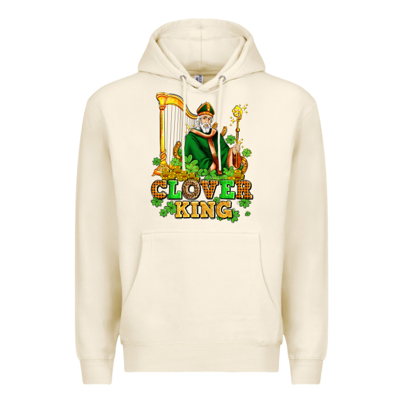 St Patricks Clover King  With Shamrocks Premium Hoodie by AdoDesignShop | Teevron