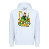 White st patricks clover king  with shamrocks Premium Hoodie - AdoDesignShop