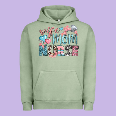 Wife Mom Nurse Urban Hoodie Designed By Bundleandbundleshop