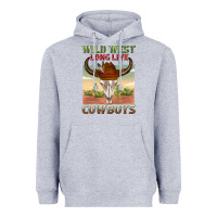 Heather Grey wild west long live cowboys Heavyweight Hoodie - texasbilliewilder