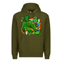 Army Green st patricks lips with horseshoe rainbow and shamrocks Premium Hoodie - AdoDesignShop