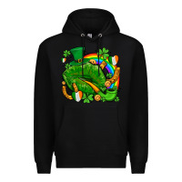 Black st patricks lips with horseshoe rainbow and shamrocks Premium Hoodie - AdoDesignShop